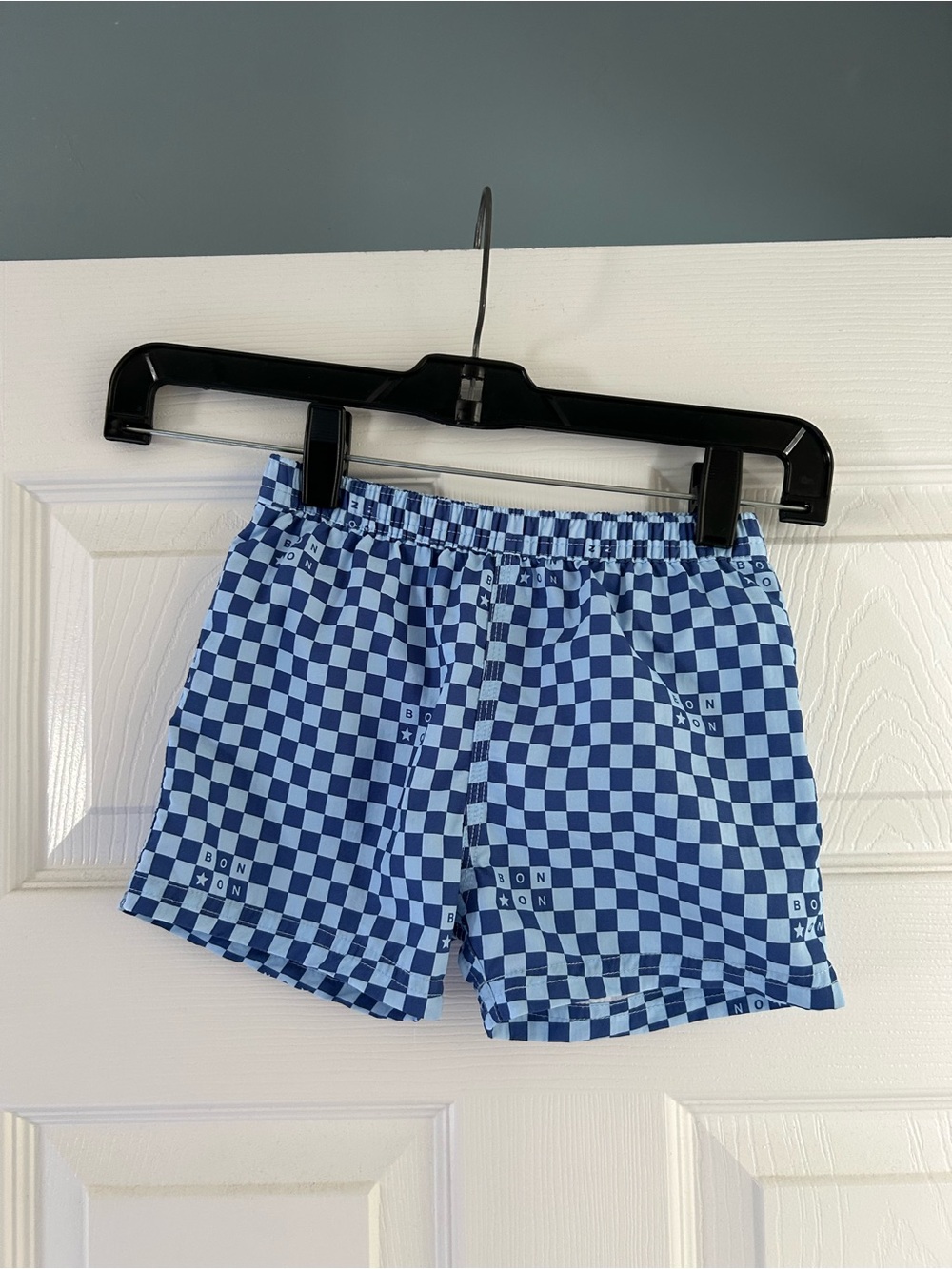 Bonton Blue Checkered Boys Swim Shorts 2T